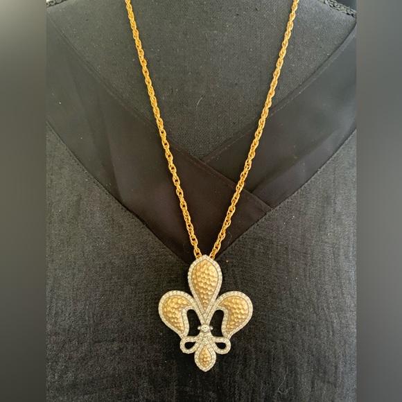 ESPO Fleur de Lis Sterling Silver 925 CZ Vintage Necklace - Picture 8 of 8